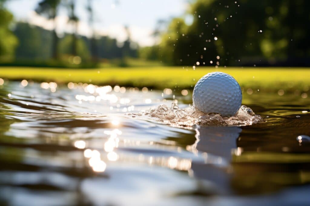 balle perdue au golf et obstacle d'eau